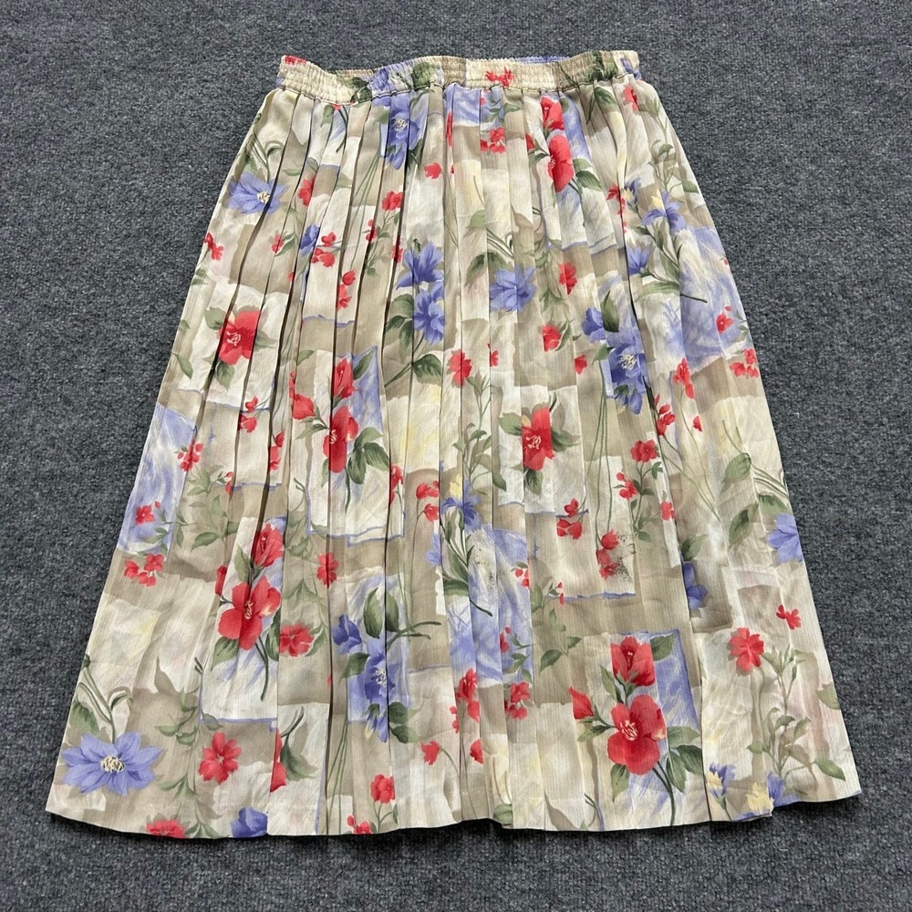 Alfred Dunner Skirt Womens Size 18W Beige Floral  Midi Elastic Waist Casual